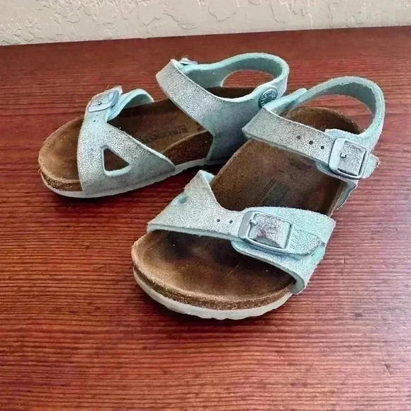 Birkenstock Blue Rio Strap Sandals Shiny Size 26 Girls - Picture 2 of 8